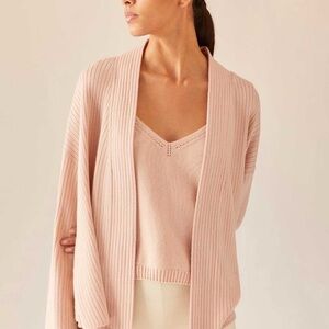 Soft Blush Knit Cardigan and Tank Set - Women